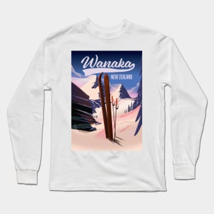 Wanaka New Zealand ski poster Long Sleeve T-Shirt